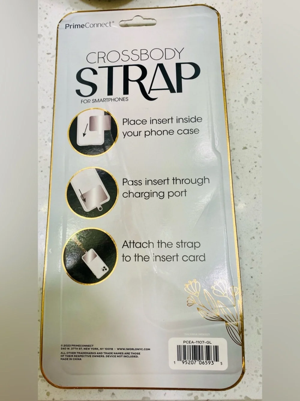 Crossbody Smartphones Strap Mettalic‎ Gold-NEW